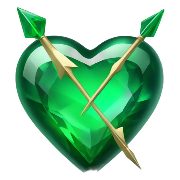 heart pierced emerald green with an arrow, glass effect sticker
