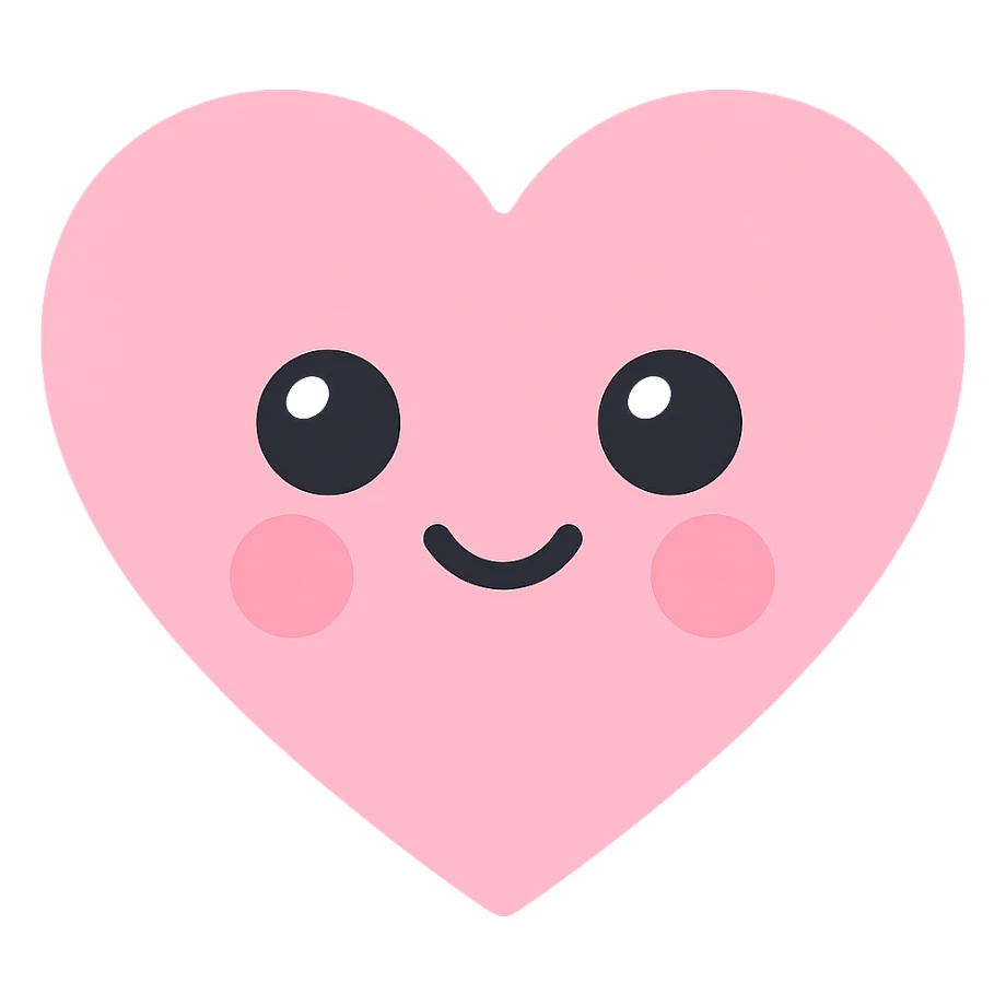 pink kawaii heart with shiny eyes and blushing cheeks sticker