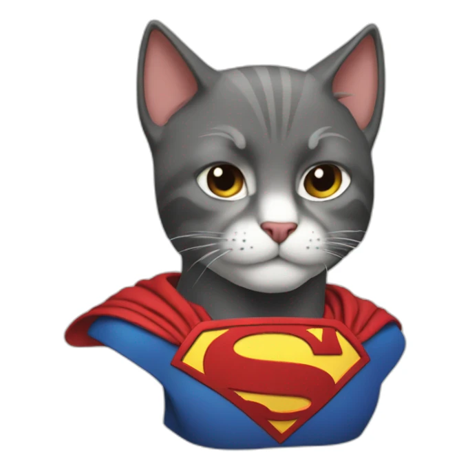 Crea un emoji que combine a un gato con Superman sticker
