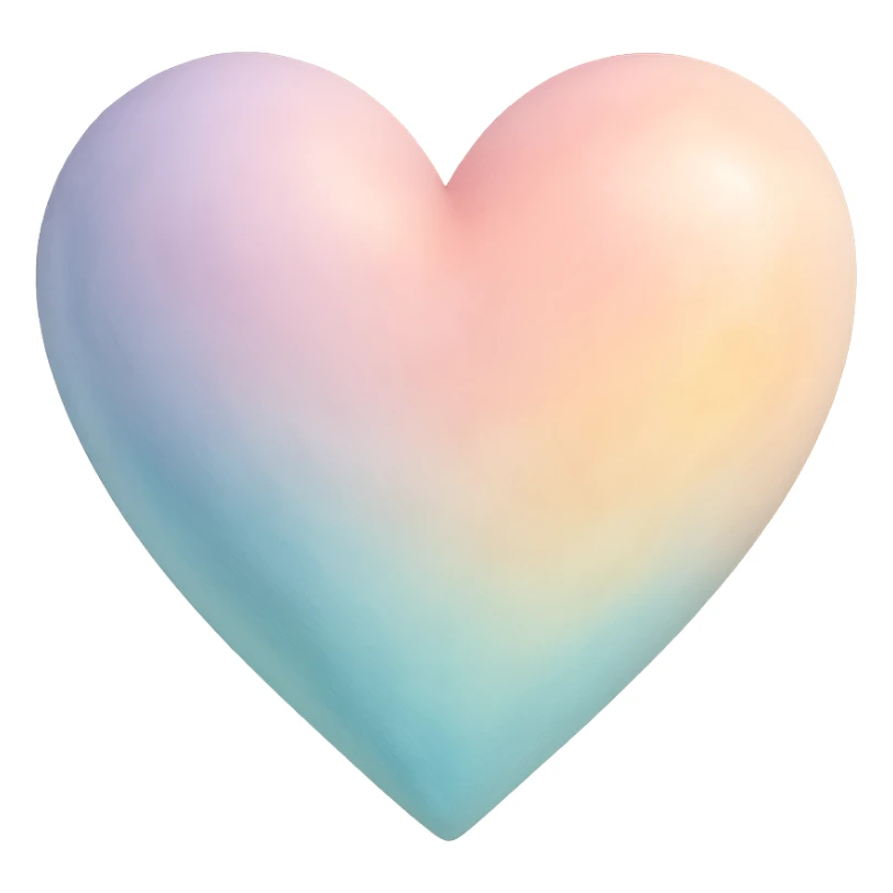 heart with a soft pastel gradient, realistic digital art style, no background sticker