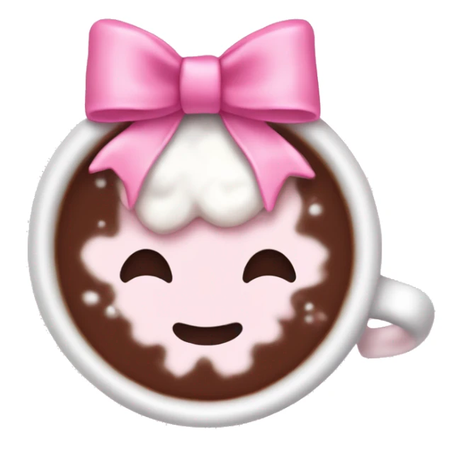 Cute aesthetic winter hot chocolate pink bow sticker