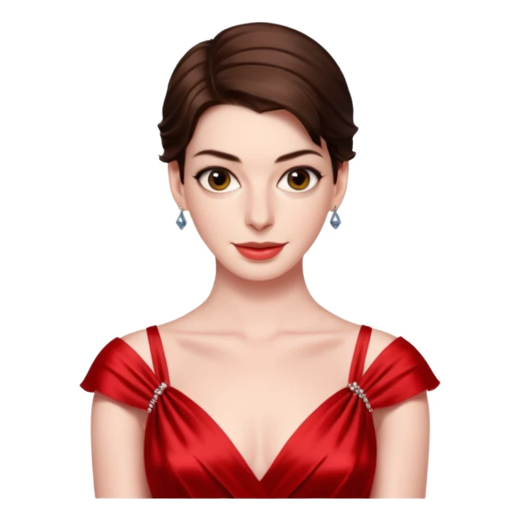 Anne Hathaway in red dress, hot sticker