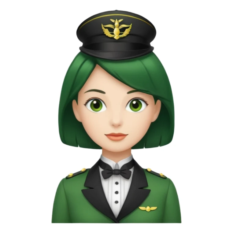 Lady butler with tigh hair and green uniform sticker