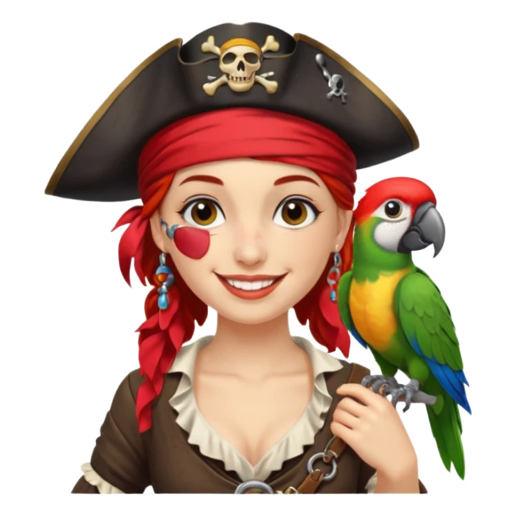 pirate wench with parrot on her shoulder sticker