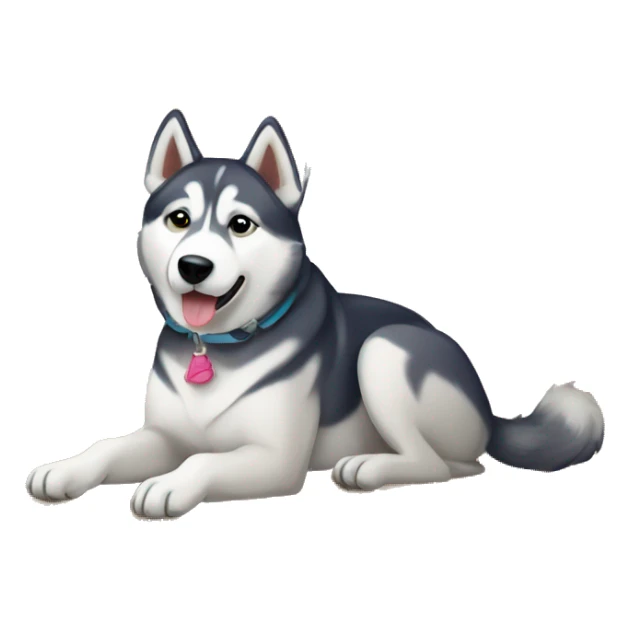 Husky dog on a beach sunbathing under umbrella emoji sticker