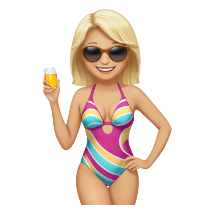 Silly, chubby, Blonde middle aged woman on beach sticker