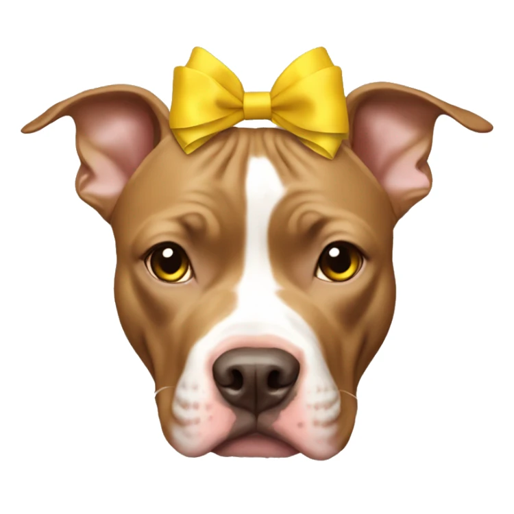 Light brown pitbull with ears cropped and yellow bows sticker