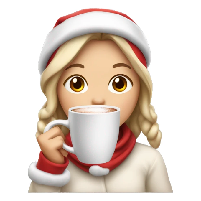 girl with santa hat drinking hot chocolate sticker