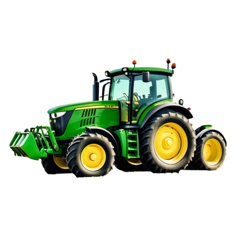 John Deere 6155M (2020) – Cinematic-realistic John Deere 6155M tractor, its iconic green and yellow body rolling across vast Australian farmlands. The powerful engine hums as it tows a massive plow sticker
