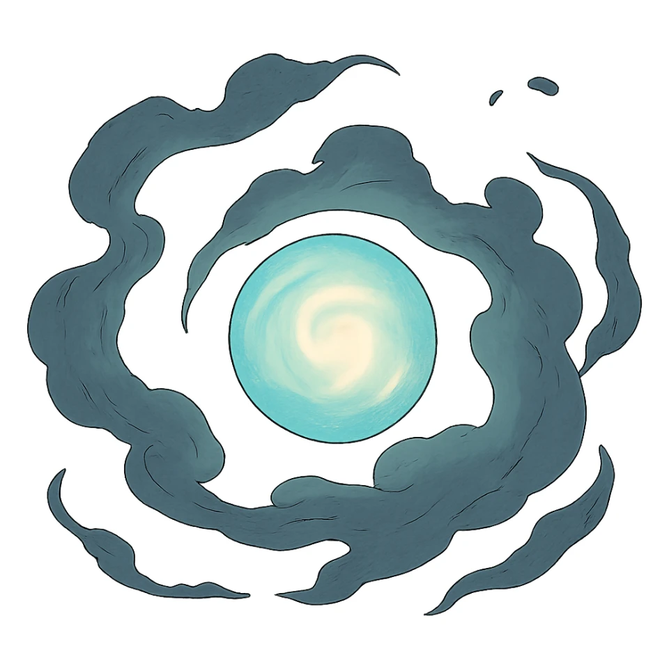 ghibli style mysterious glowing orb with swirling mist sticker