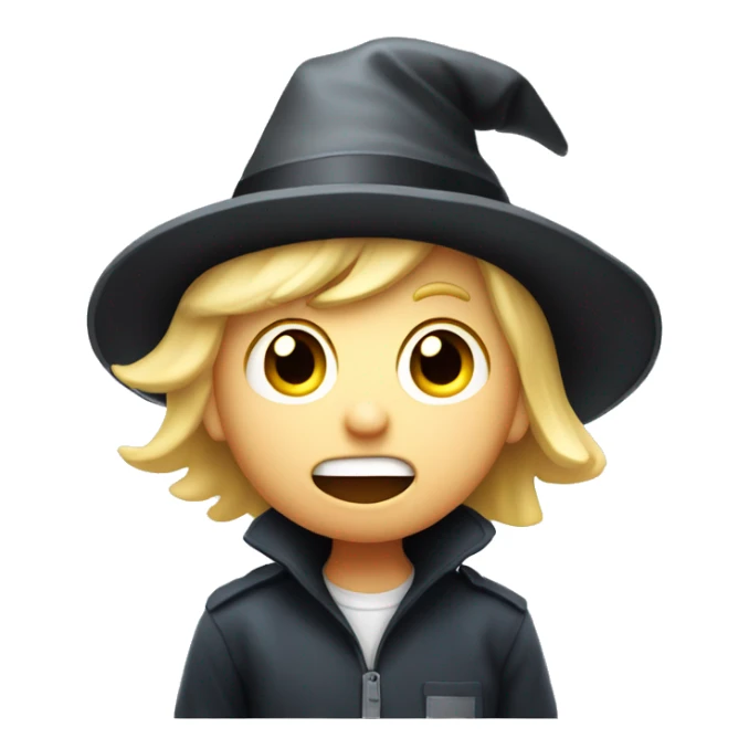 blond boy with hat scared Flashlight in hand spooky halloween sticker