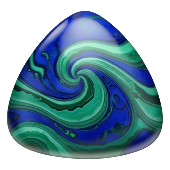 Azurite malachite cabochon gem with swirling blue and green patterns, smooth polished dome surface sticker