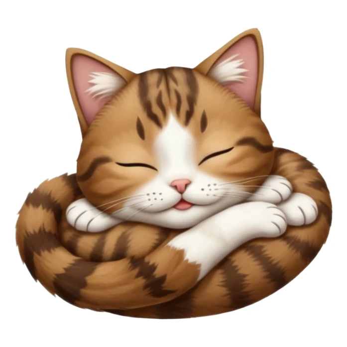 dark brown tabby and white cat upside down with eyes closed sticker