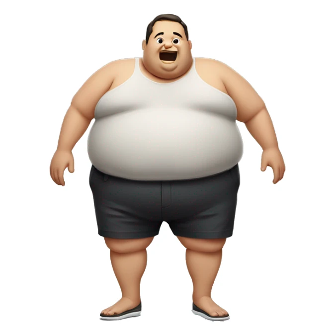 a fat man jiggling his stomach sticker