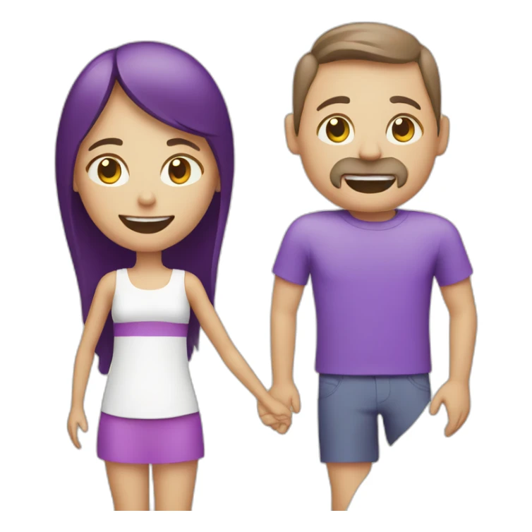 a white family with a kid, vacation purple icon sticker
