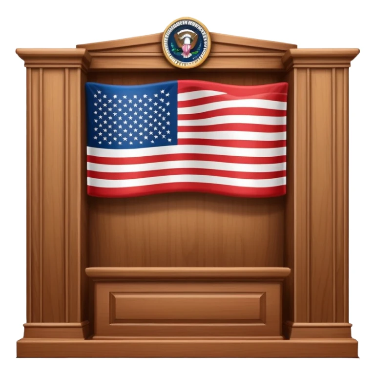 presidential podium with American flag sticker