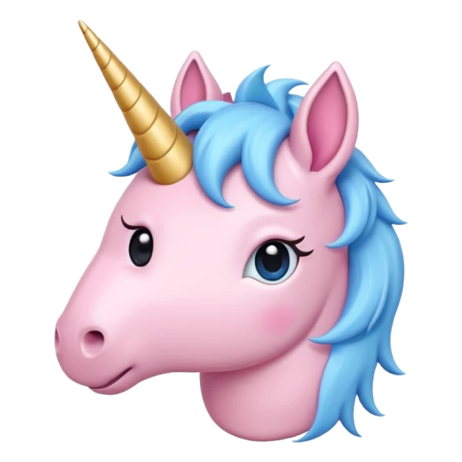 cute minimal unicorn head emoji, very simple lines, soft rounded shapes, pastel color palette, small friendly eyes, tiny blush, no complex textures, kawaii friendly mood, center composition, white background, extremely minimal details, modern emoji aesthetics sticker
