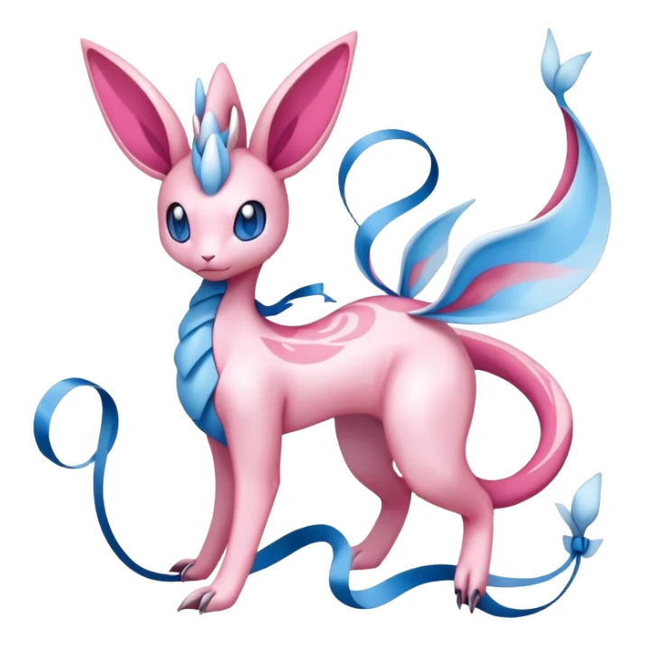 Sylveon-Dragonair-Fakémon-hybrid-creature (full body)  sticker