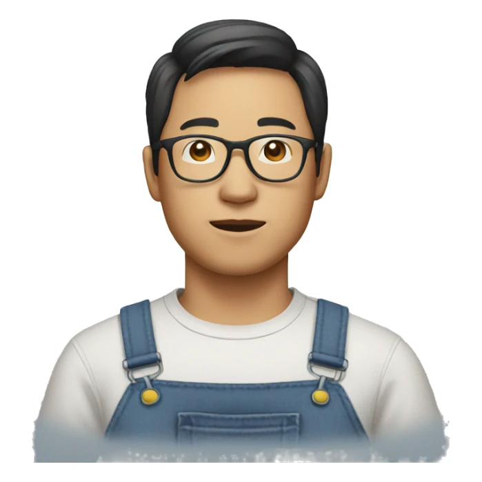 Asian man with glasses in overalls sticker