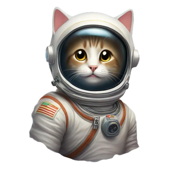 cat wearing Cosmonaut Costume on a planet in the space searching a star heart sticker