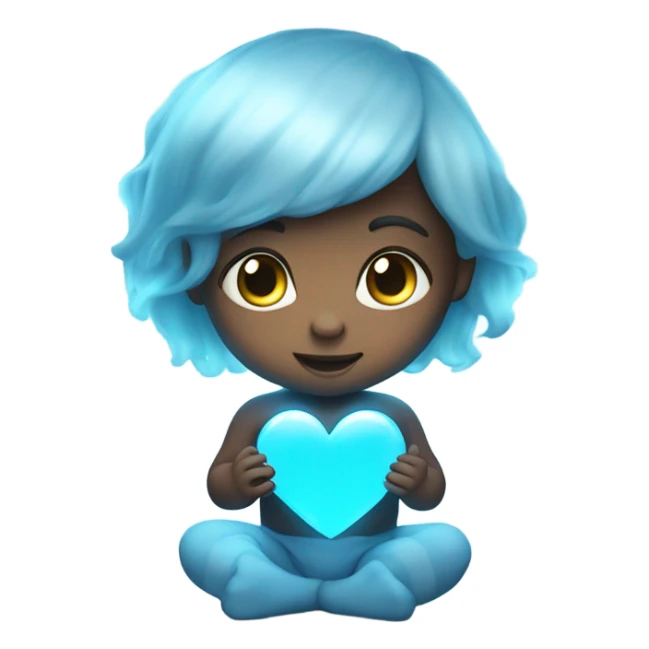 glowing baby blue heart sticker