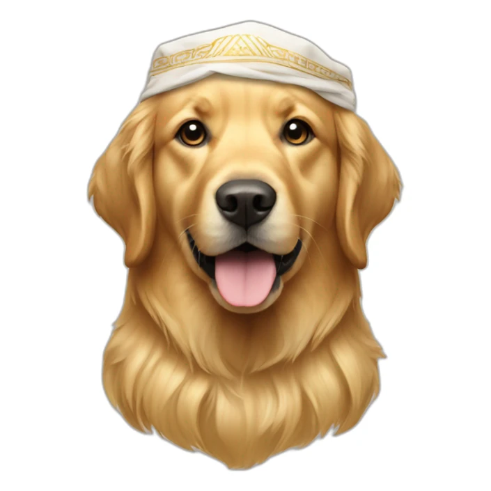 golden retriever dog wearing a Kufiya on its head sticker
