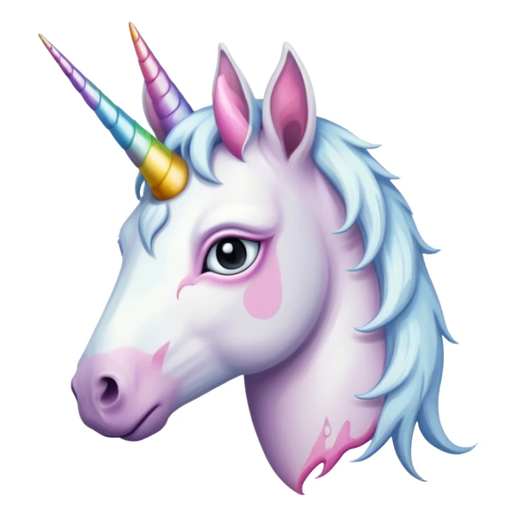 Unicornio palido y enfermo con maquillaje corrido sticker