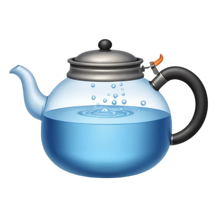 a small pot or kettle filled with water placed on fire, the water is boiling intensely with visible steam and bubbles rising, bright lighting, clean white background



 sticker