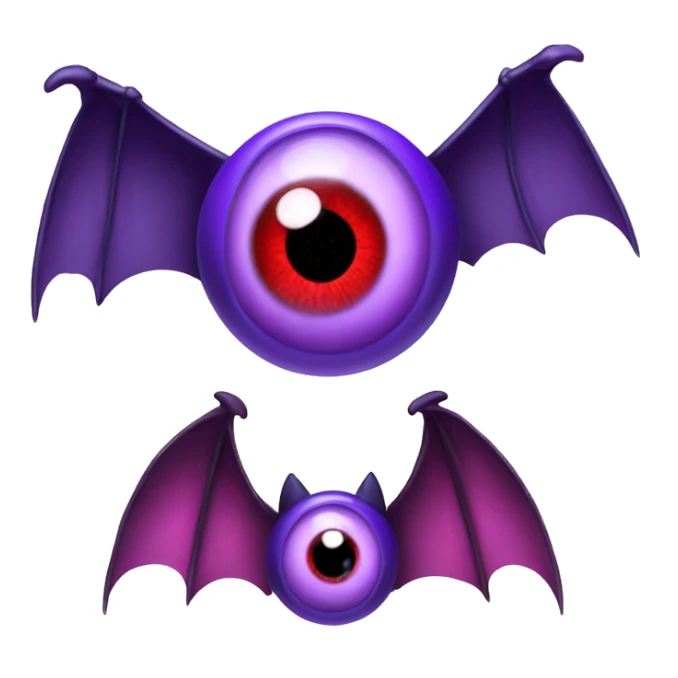 Purple eyeball with two sets of red-violet bat wings sticker