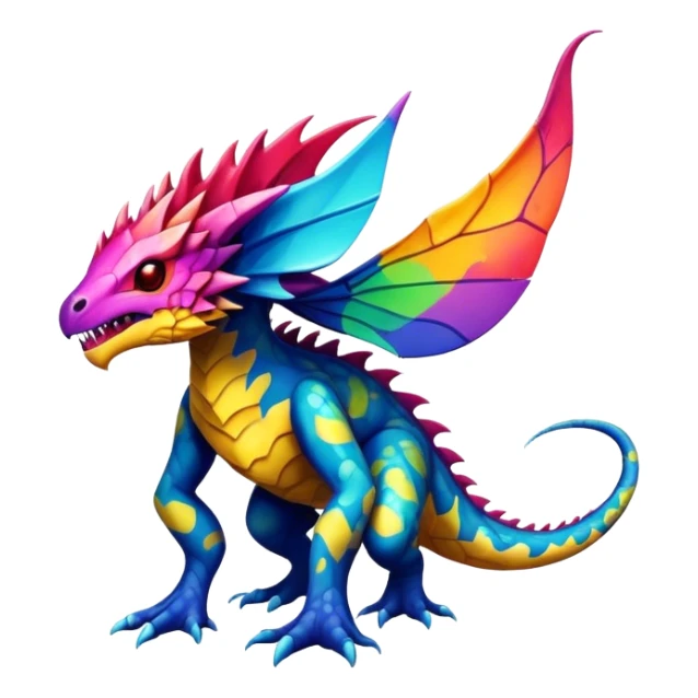 a colorful edgy vernid-fionbri-creature with splash patterns full body sticker