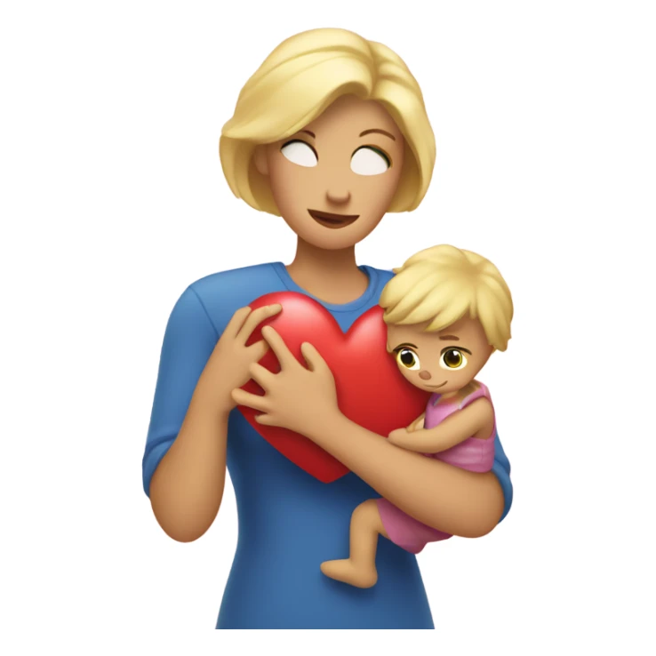 Blonde Mother holds her  big heart in her arm sticker