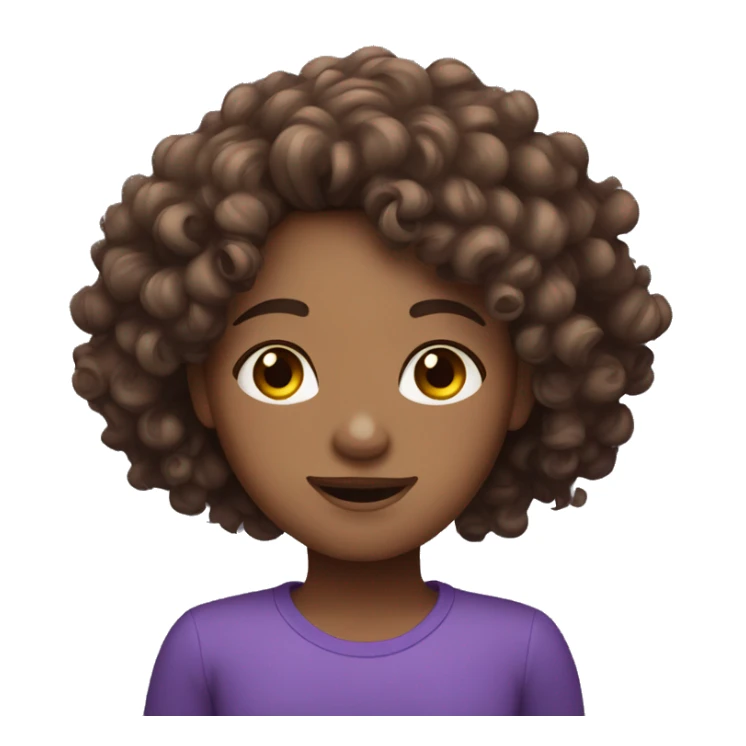 Curly brown haired girl with freckles wearing purple sticker