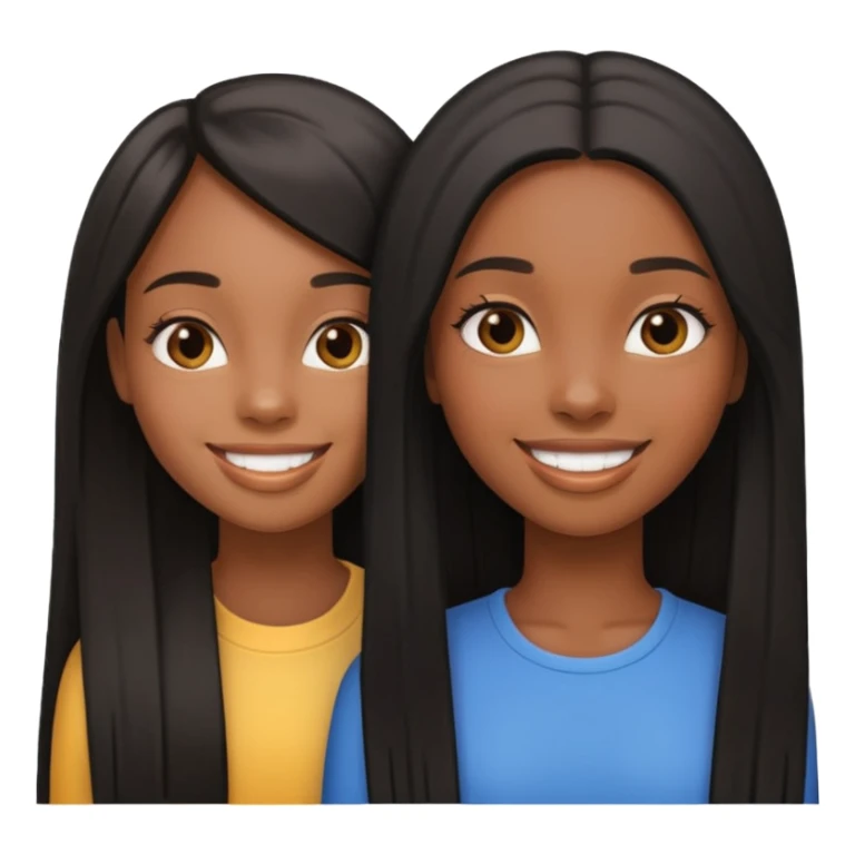 two black girls fondling with long straight hair sticker