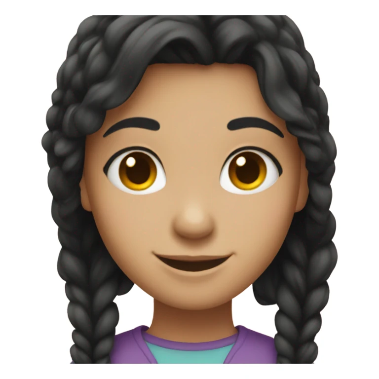 smiling girl with black hair no smile sticker