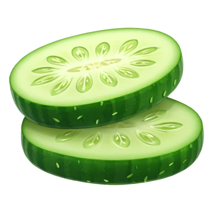 cucumber object icon, fresh cucumber slices, glossy texture, 3D cartoon, mobile game icon style, clean background, no text, no watermark
 sticker