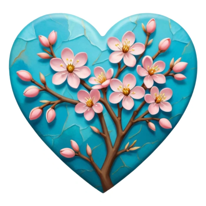 Vangogh almond blossom in a heart sticker