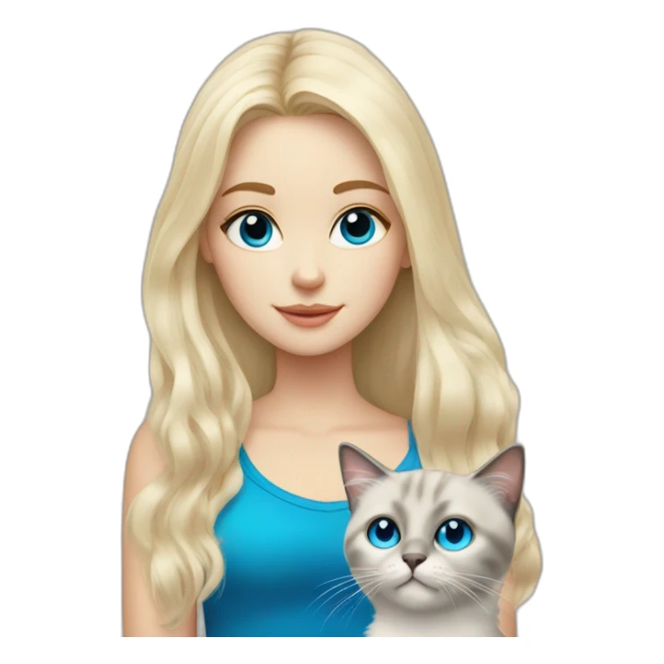 White blonde girl with blue eyes with ragdoll cat  sticker