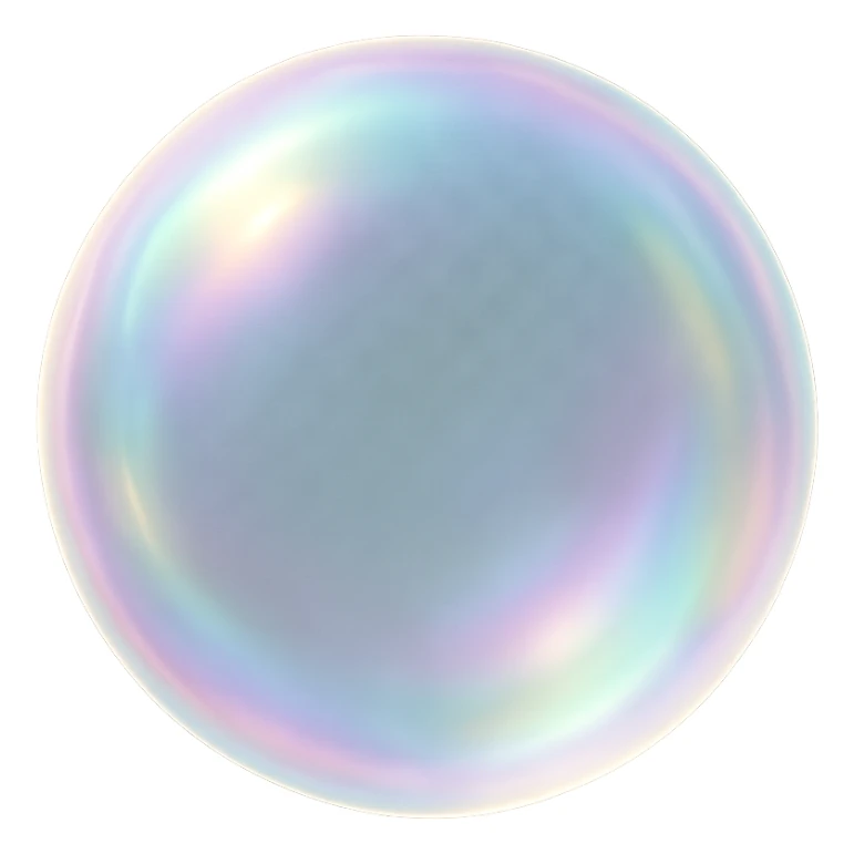 a soft bubble with iridescent colors, gentle and glowing, soft glow, luminous, translucent, shiny, delicate, pastel colors sticker