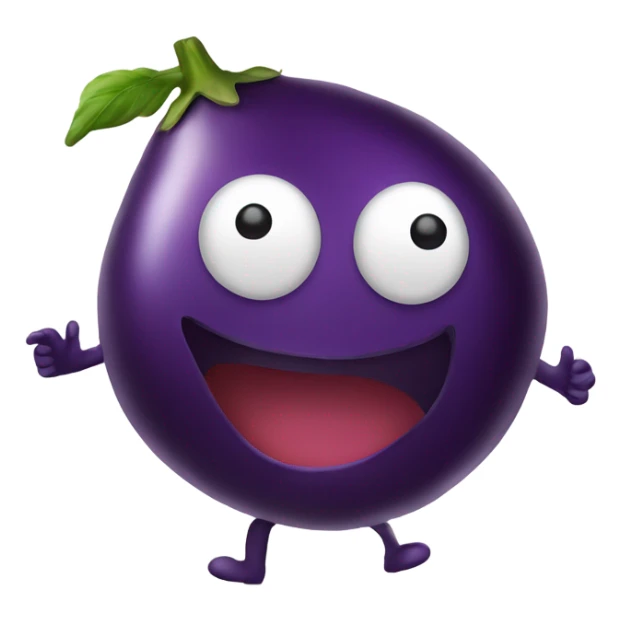 Happy emoji with a eggplant  sticker