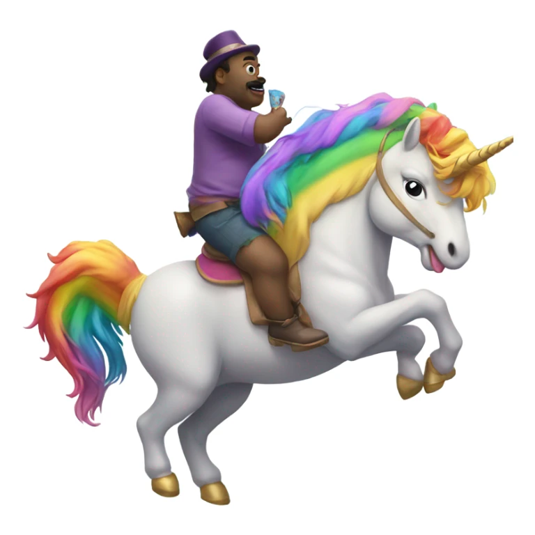 Big fat uncle Willy on a unicorn sucking in rainbows sticker