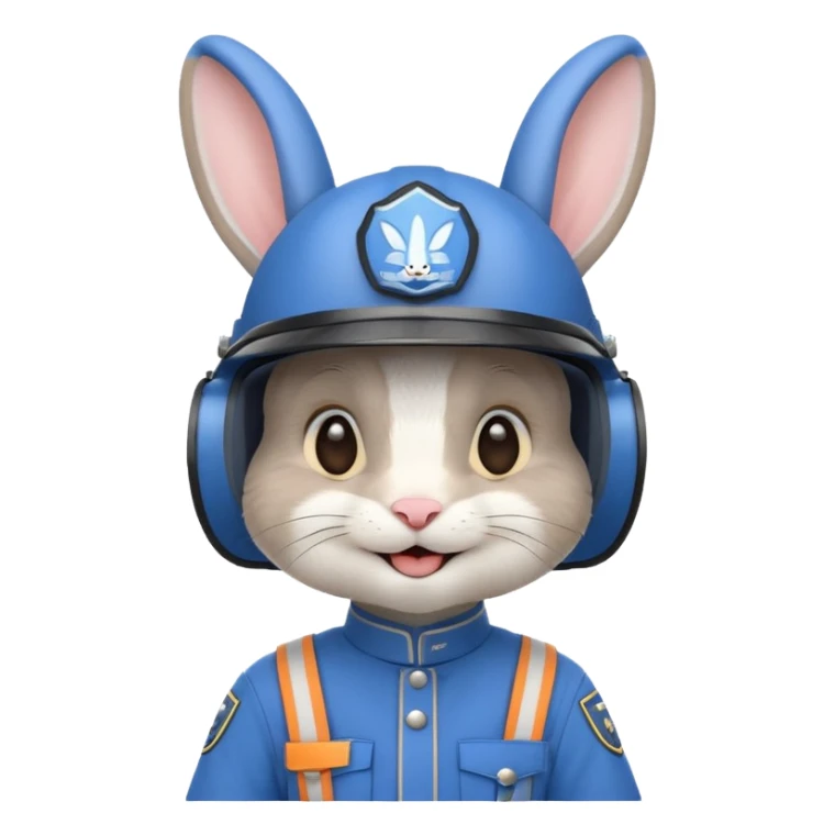 cute Rabbit police, blue uniform including helmet of uniform sticker