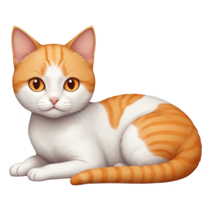 full body sad tiny short hair ginger and white cat with orange eyes lying down sticker