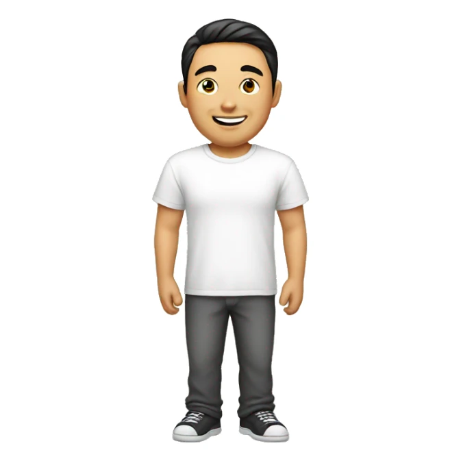 smile,asian man ,chinese, white t-shirt sticker