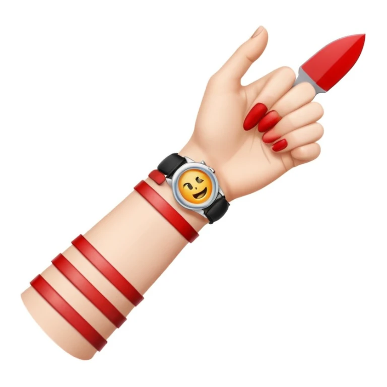 emoji wrist with red horizontal lines on it and a knife beside it sticker