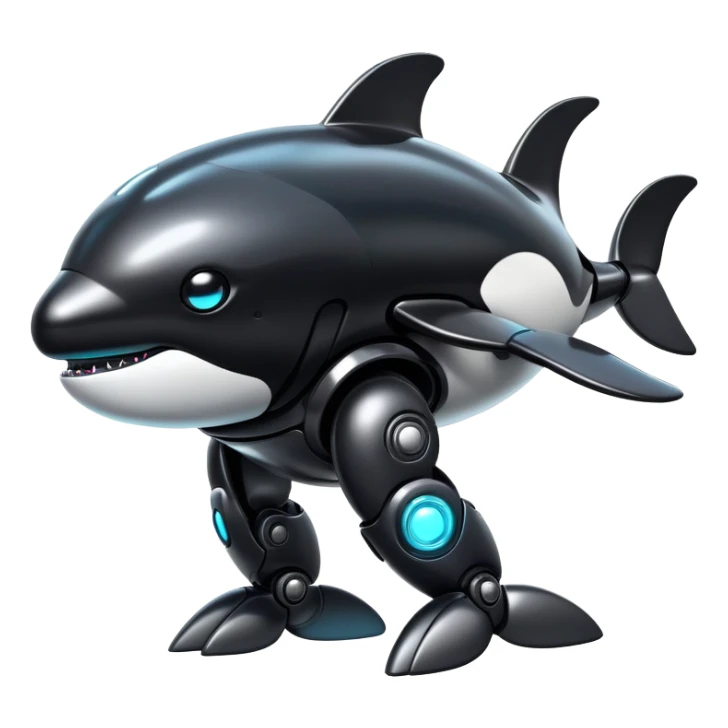 tubby black cyberpunk orca robot sticker