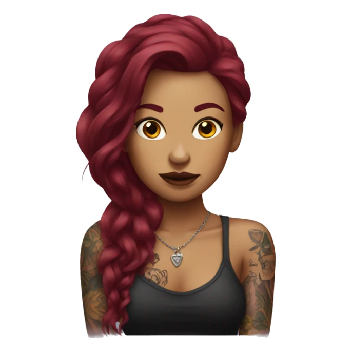 Tattooed woman with long burgundy hair sticker