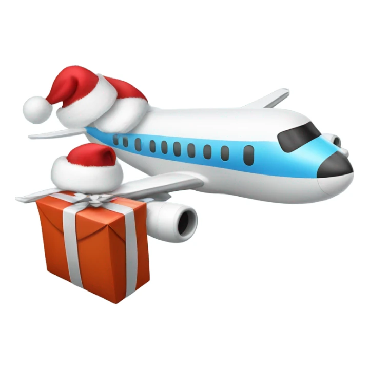 Plane with a Santa hat carrying and present bag sticker