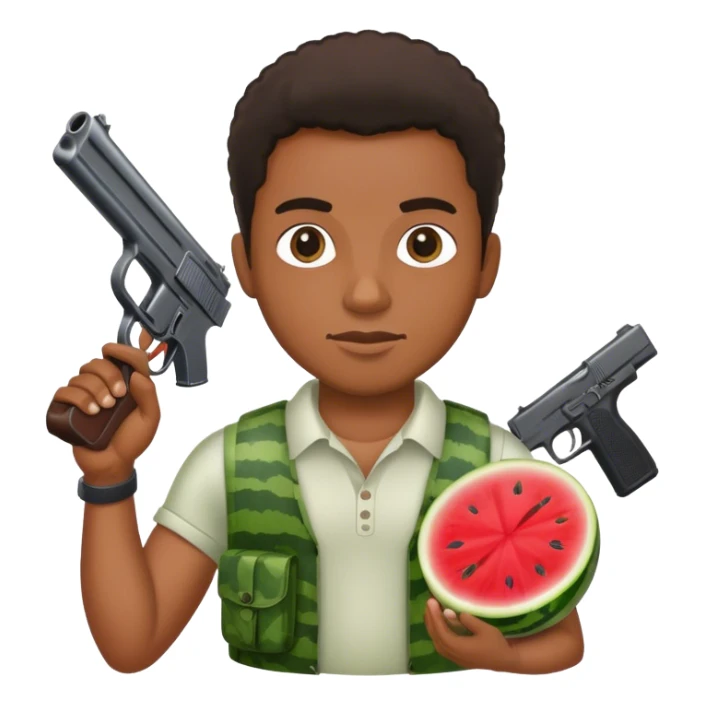 Black man with chicken watermelon and a gun sticker