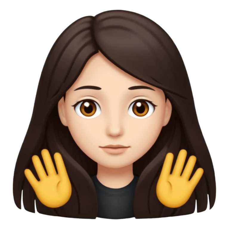 cabelo grande ,castanho escuro, pele clara, olhos castanhos,  sticker