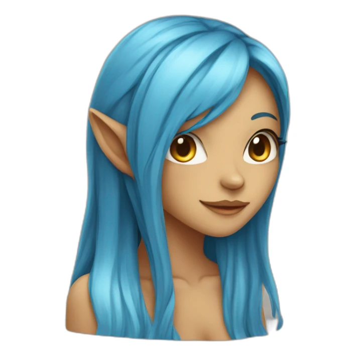 mysterious tan skinned cat girl with long blue hair sticker
